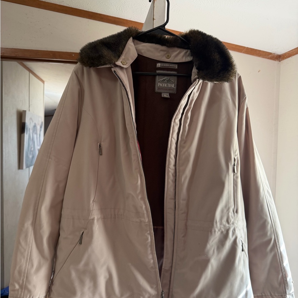 Pacific Trail Tan Jacket with Faux Fur Collar